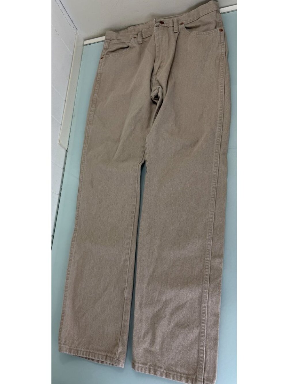 Wrangler Cowboy Cut Jeans Mens 35X36 Actual 33X36 Beige Regular Fit 1013MWZTN - Picture 2 of 11